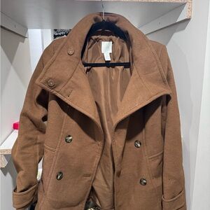H&M Brown Double-Breasted Coat